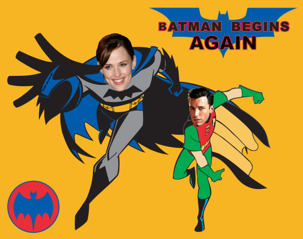 Jennifer Garner as Batman and Ben Affleck as Robin
